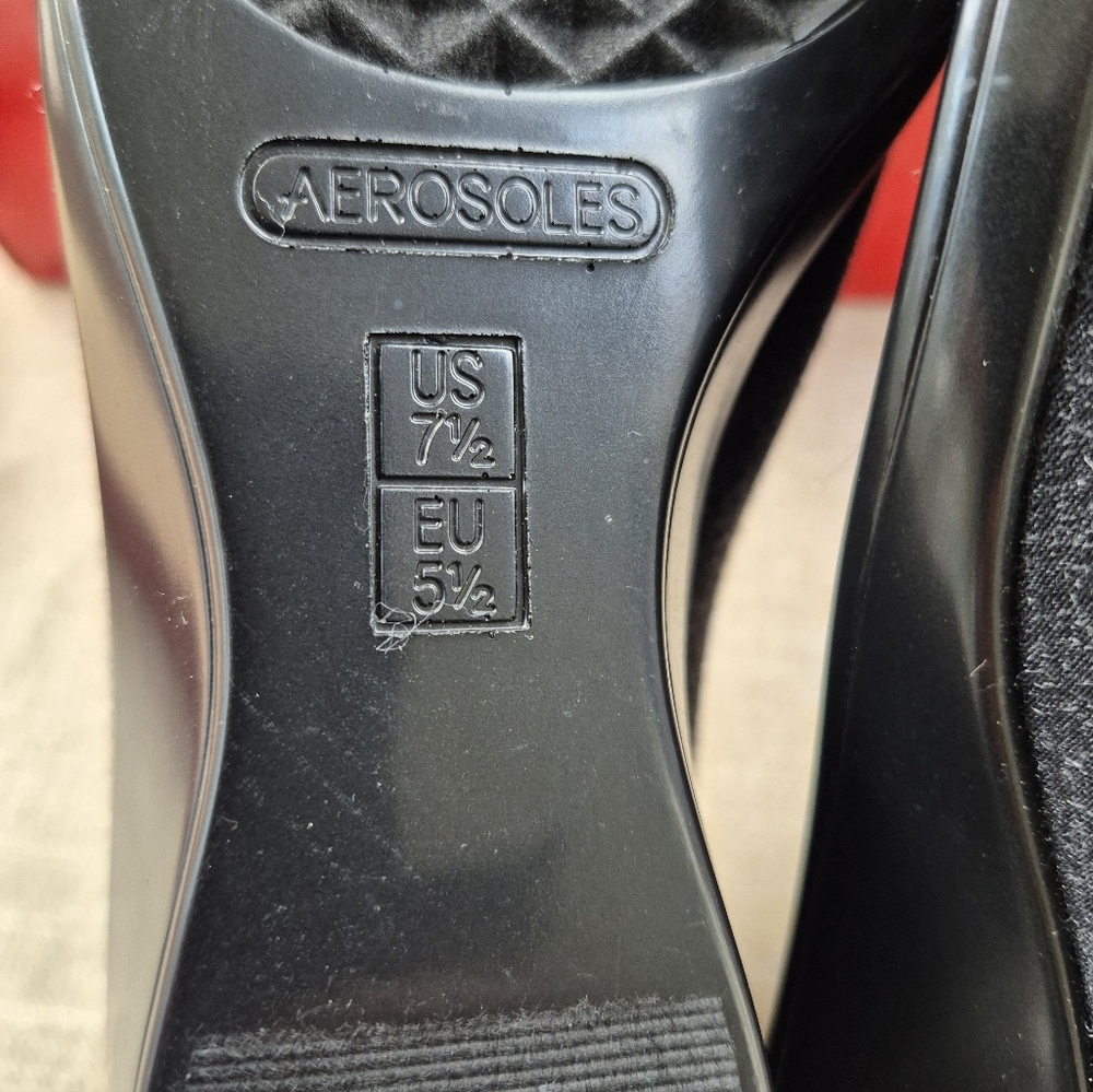 AEROSOLES Black with Grey Flecks Fabric Temptation Shoes 7.5 M NIB - Picture 4 of 7